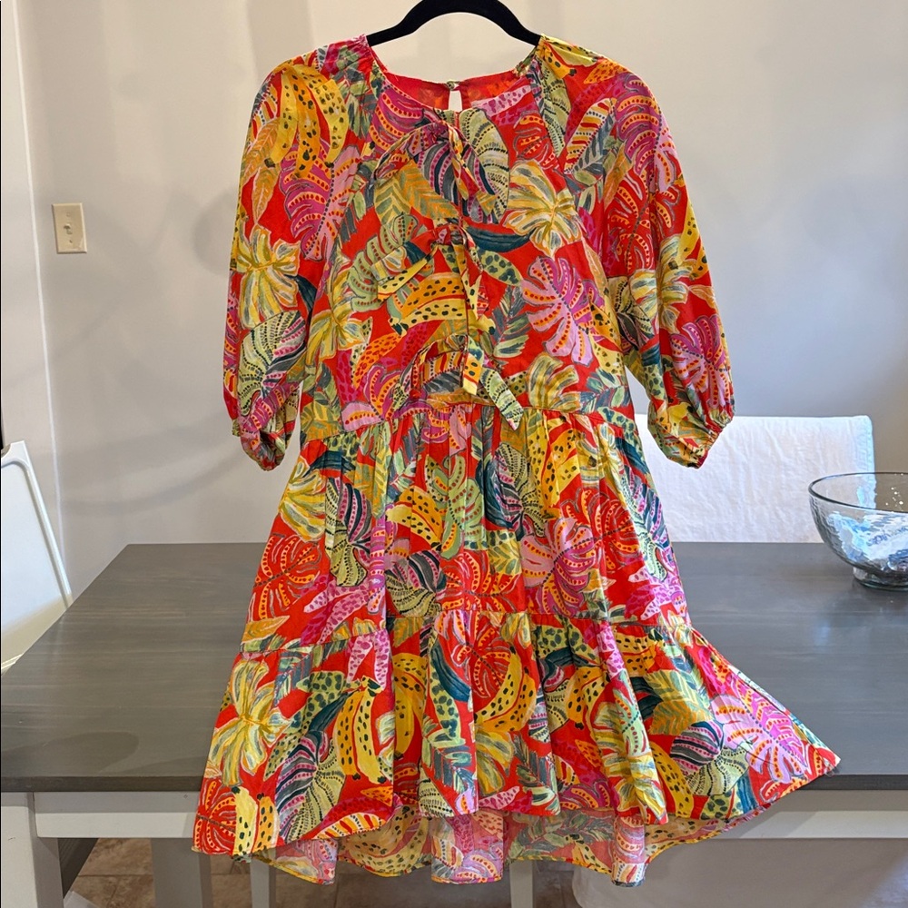 Karlie Tropical Palm Floral Dress